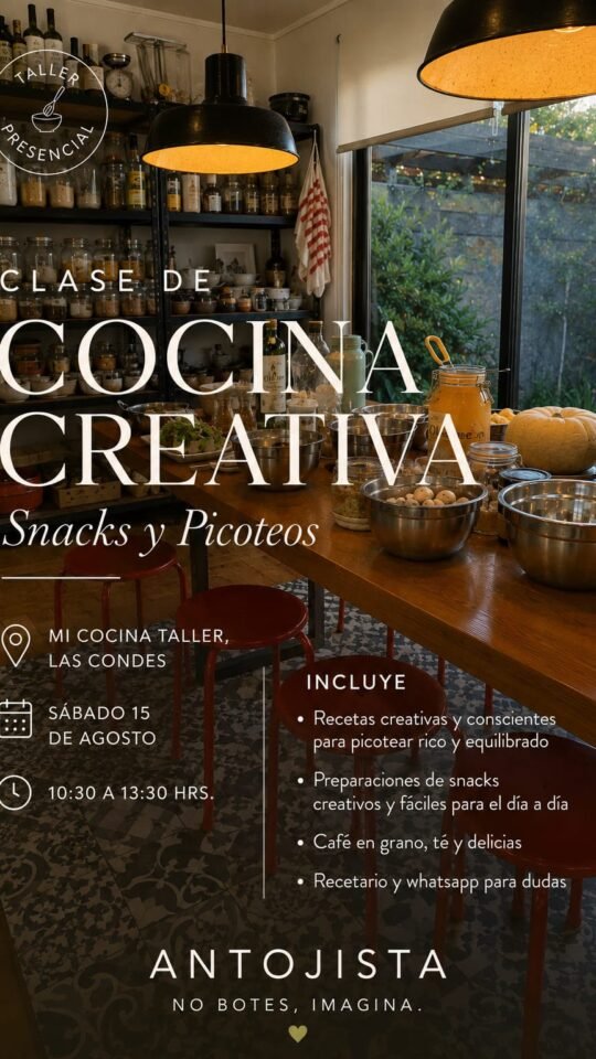 Clase Presencial: Cocina Creativa Snacks y Picoteos